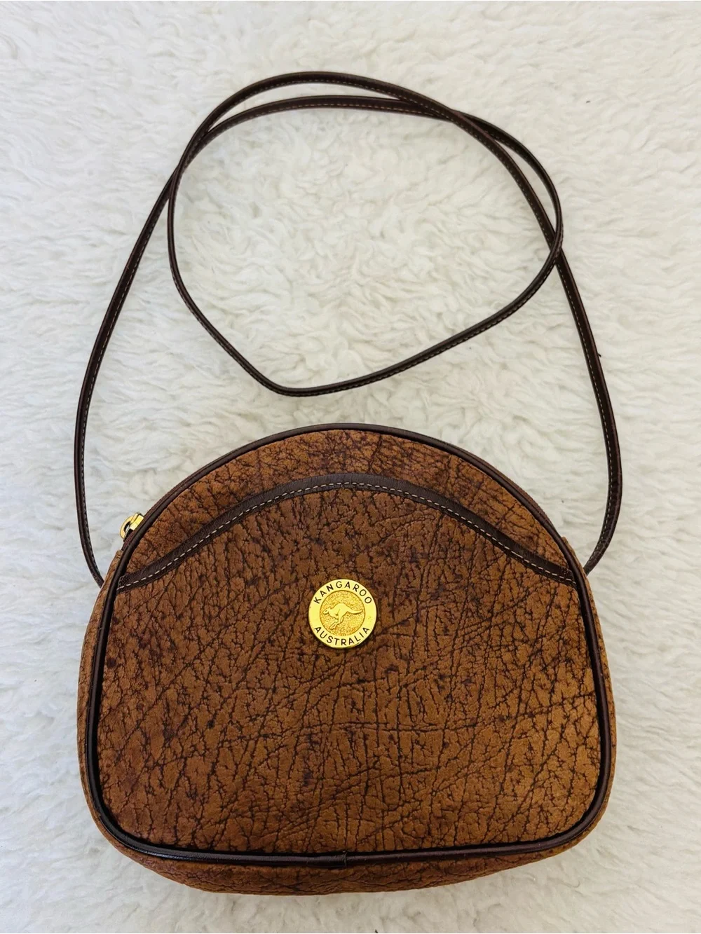 Kangaroo Australia Genuine Brown Leather Small Shoulder Bag 7.5”x7”x2”